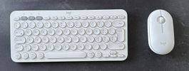 Logitech Tastatur + Maus Set – kabellos, weiss